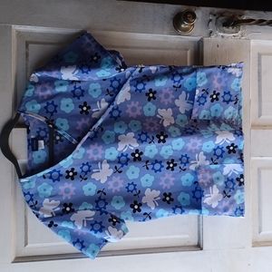 Liberty Scrubs Purple  Multi Colors Floral Design Blouse size Medium 💜